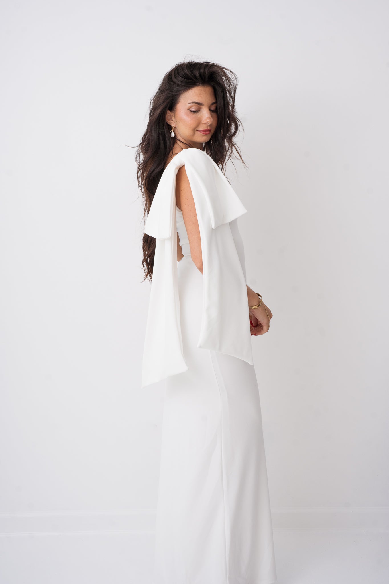 Luna One Shoulder Bow Tie Maxi Dress