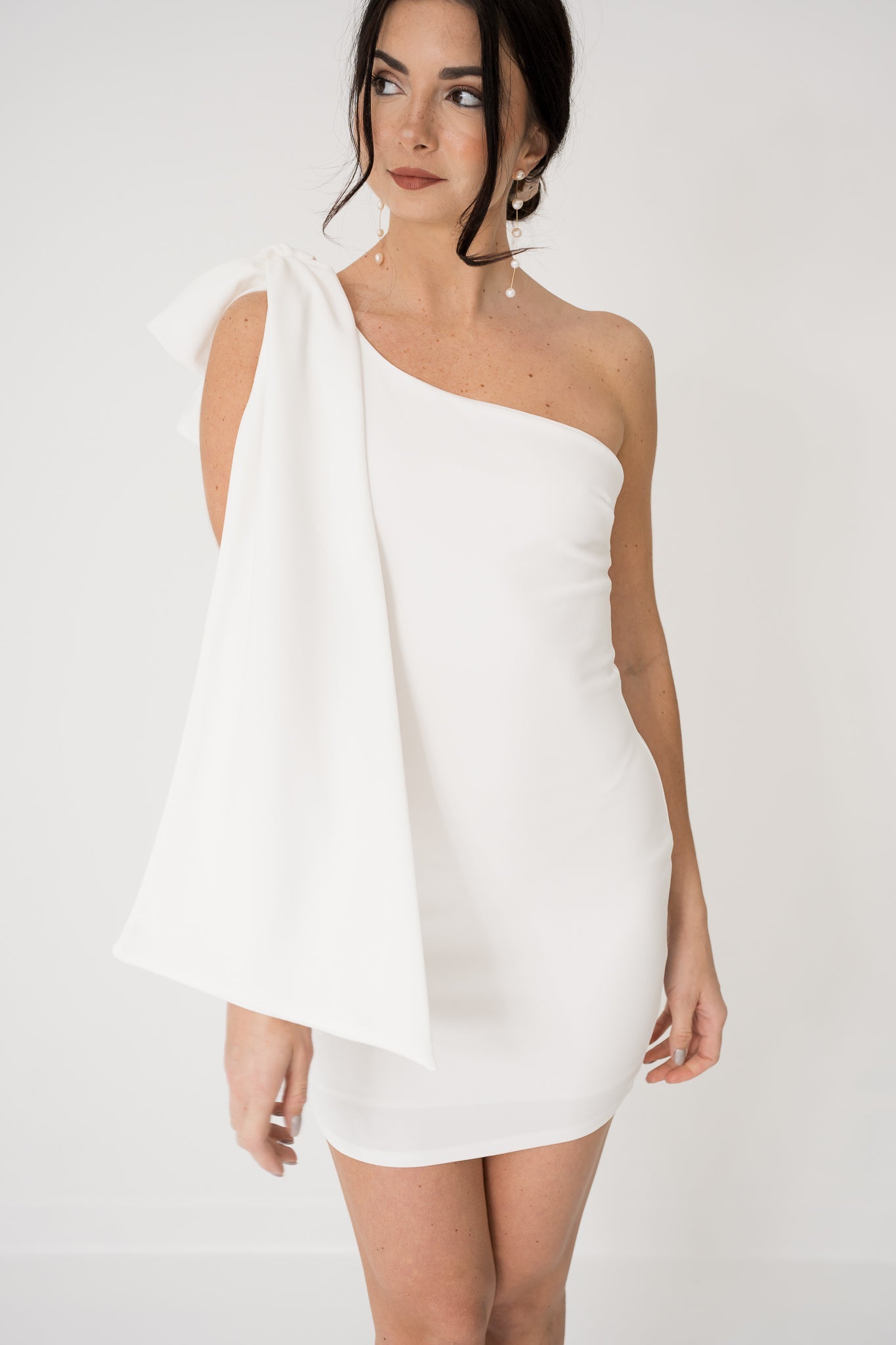 Bella One Shoulder Dress with Oversized Ribbon