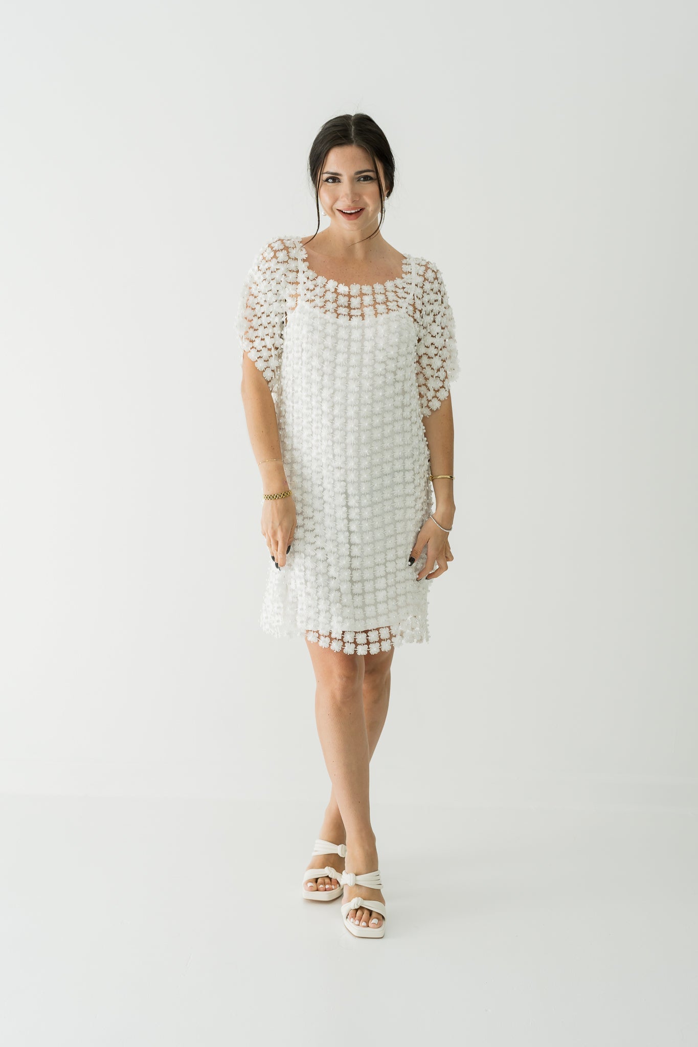 River Pearl Crochet Mini Dress