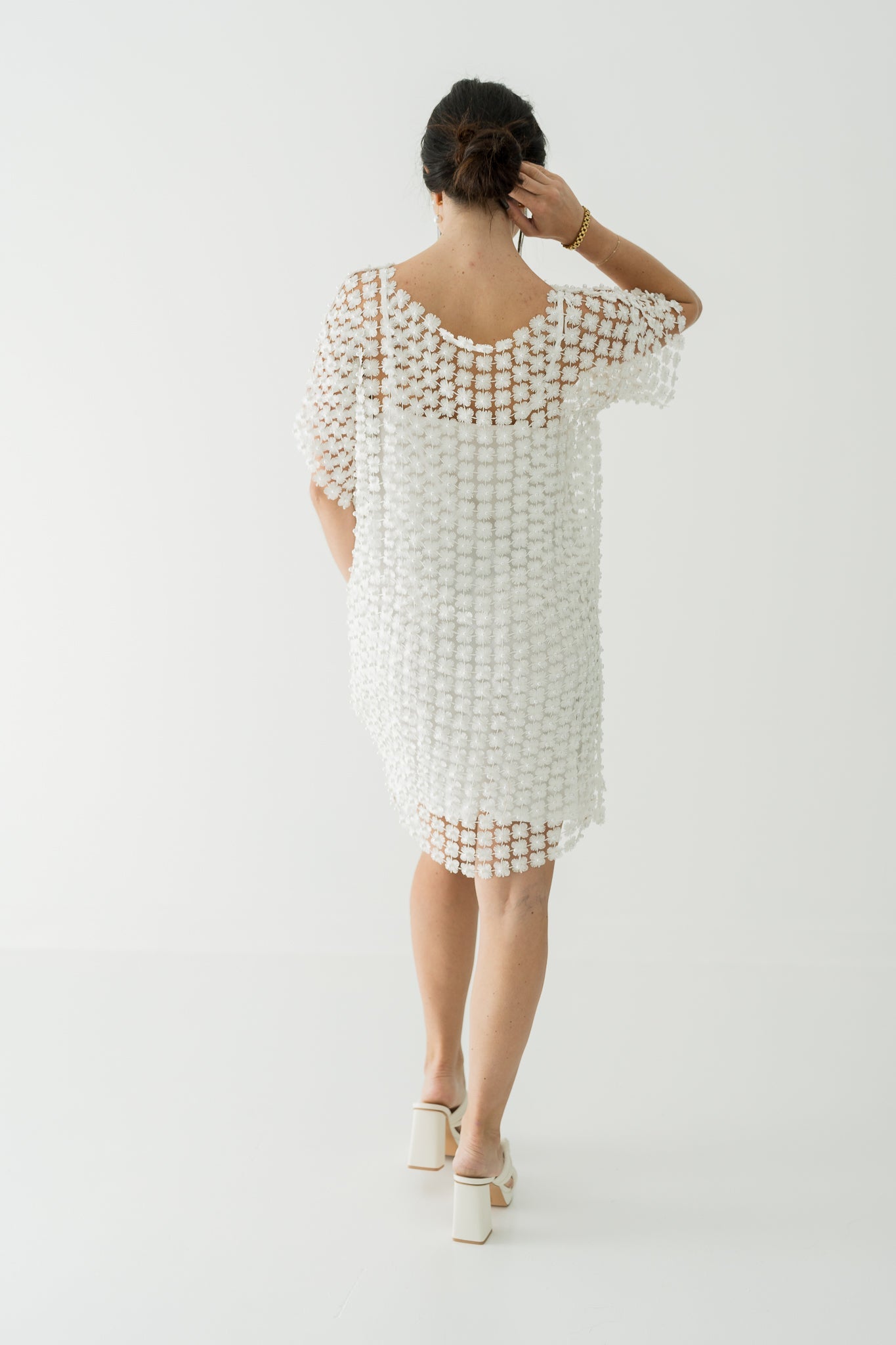 River Pearl Crochet Mini Dress