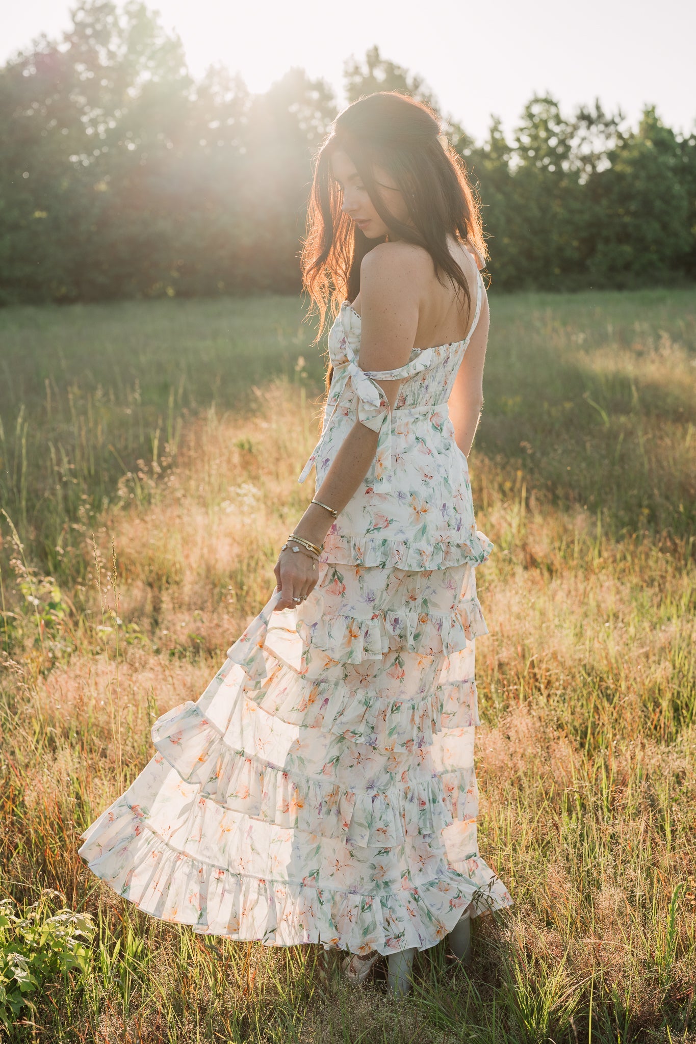 Sylvia Floral Print Bustier Maxi Dress