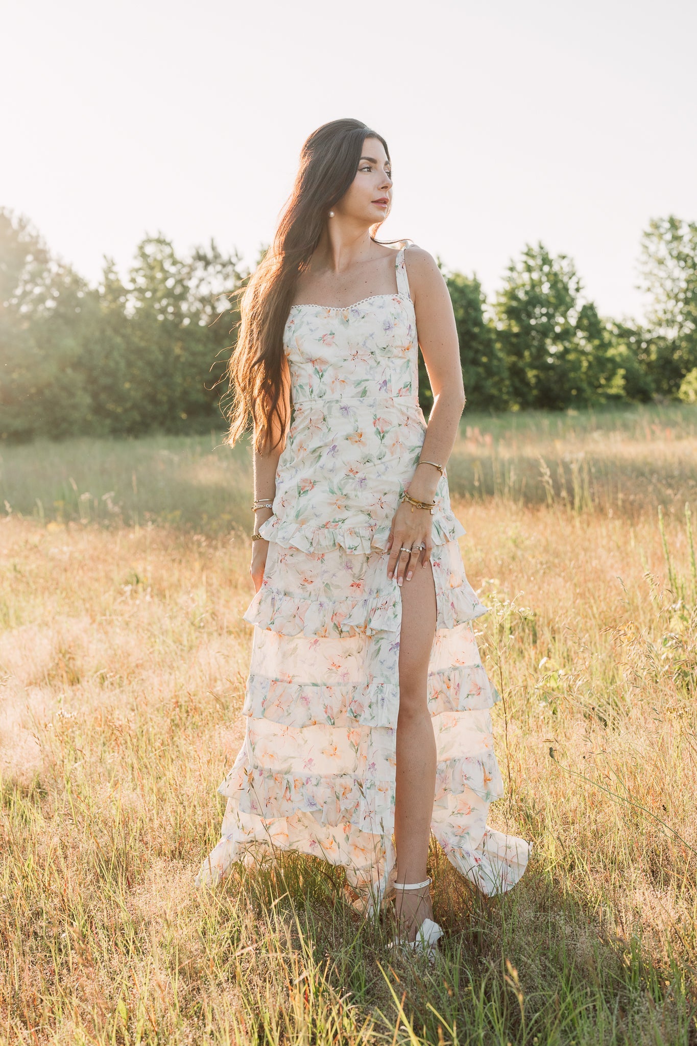 Sylvia Floral Print Bustier Maxi Dress