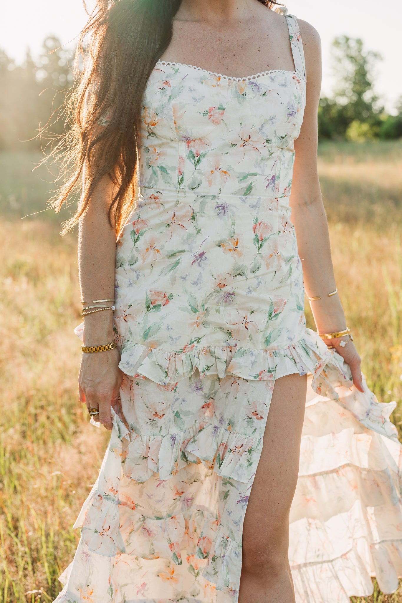 Sylvia Floral Print Bustier Maxi Dress