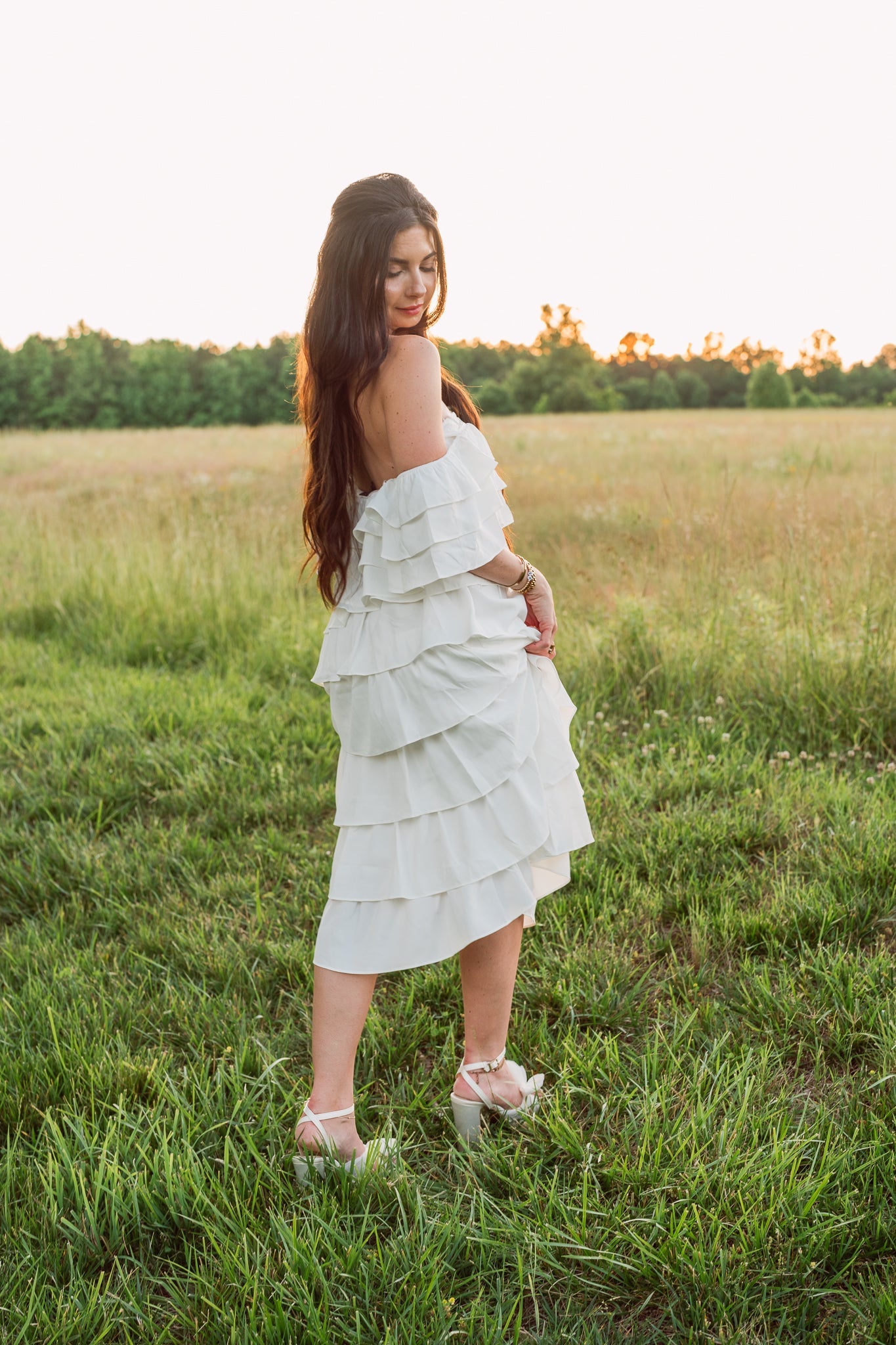 Dakota Ruffle Top with Tiered Midi Skirt Set