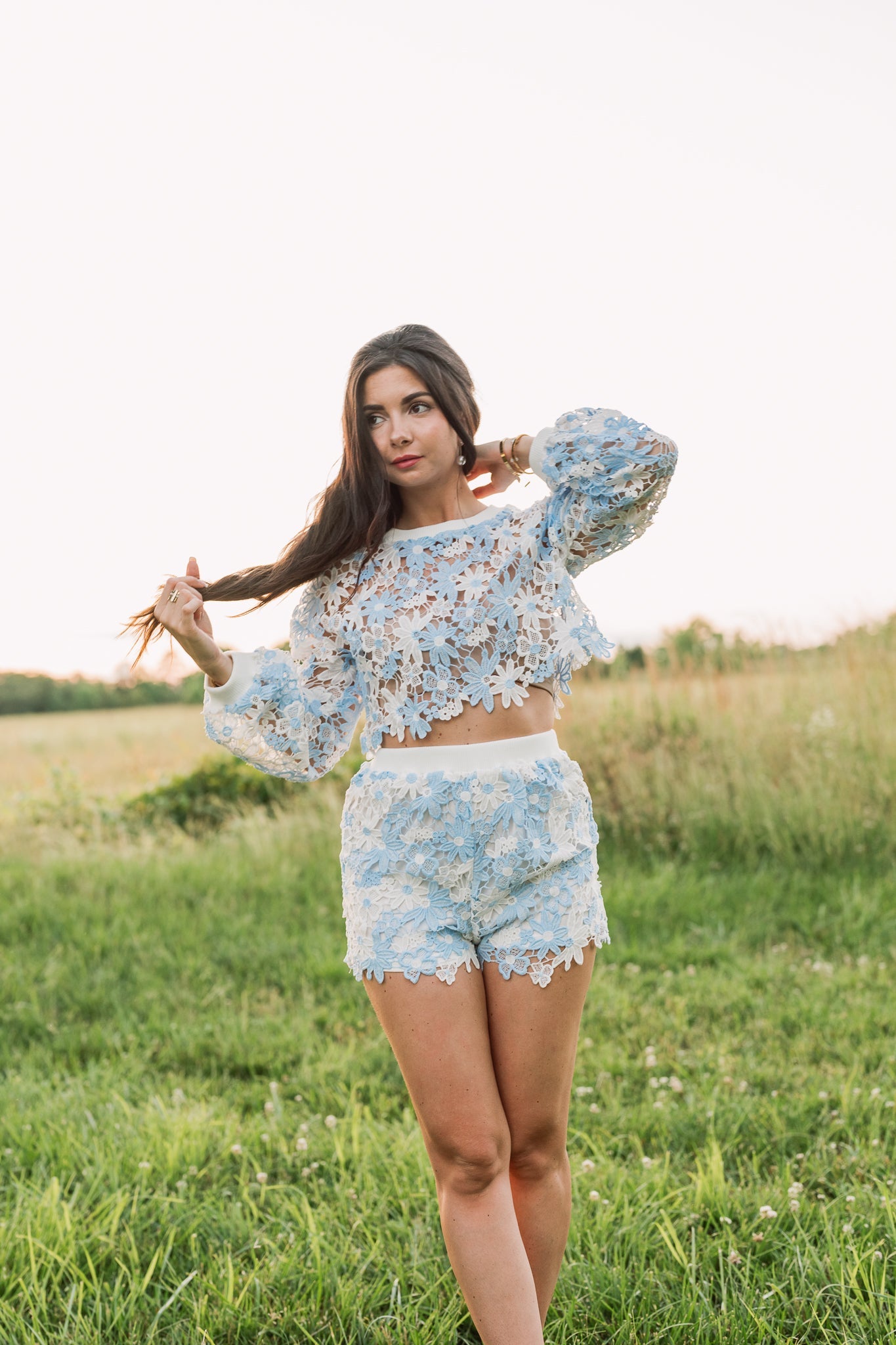 Floral Lace Pullover and Short Set