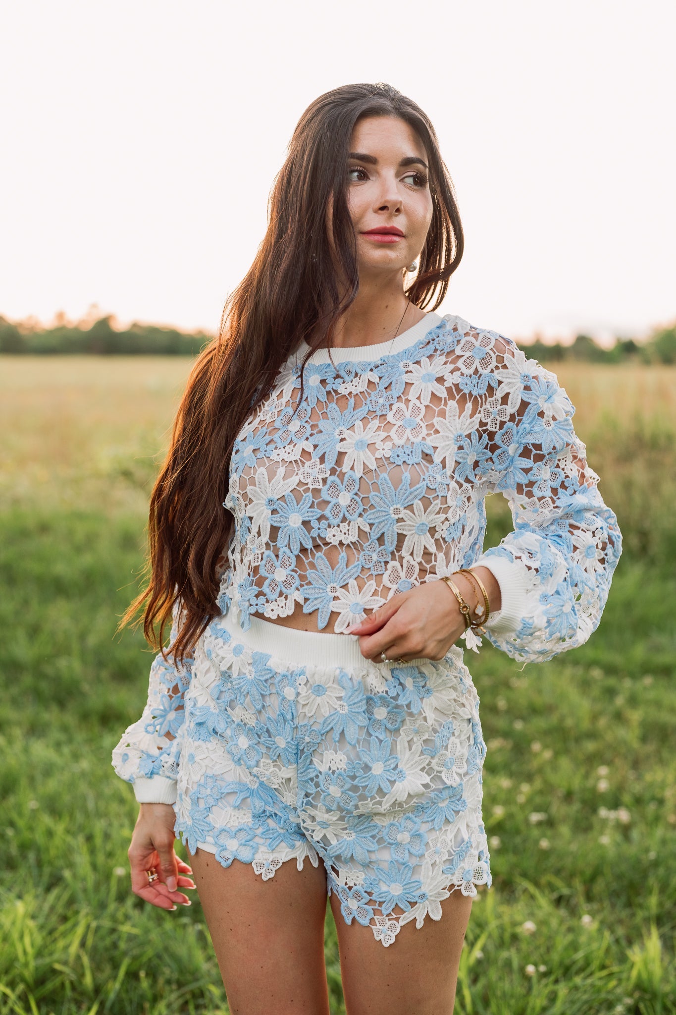 Floral Lace Pullover and Short Set