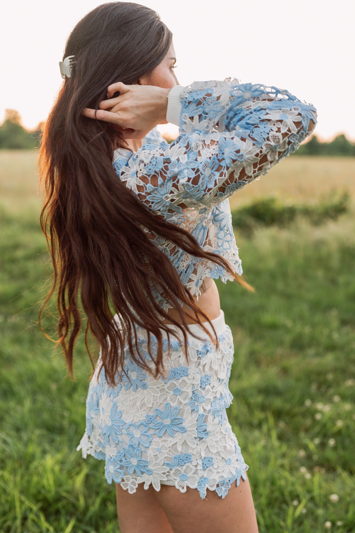 Floral Lace Pullover and Short Set